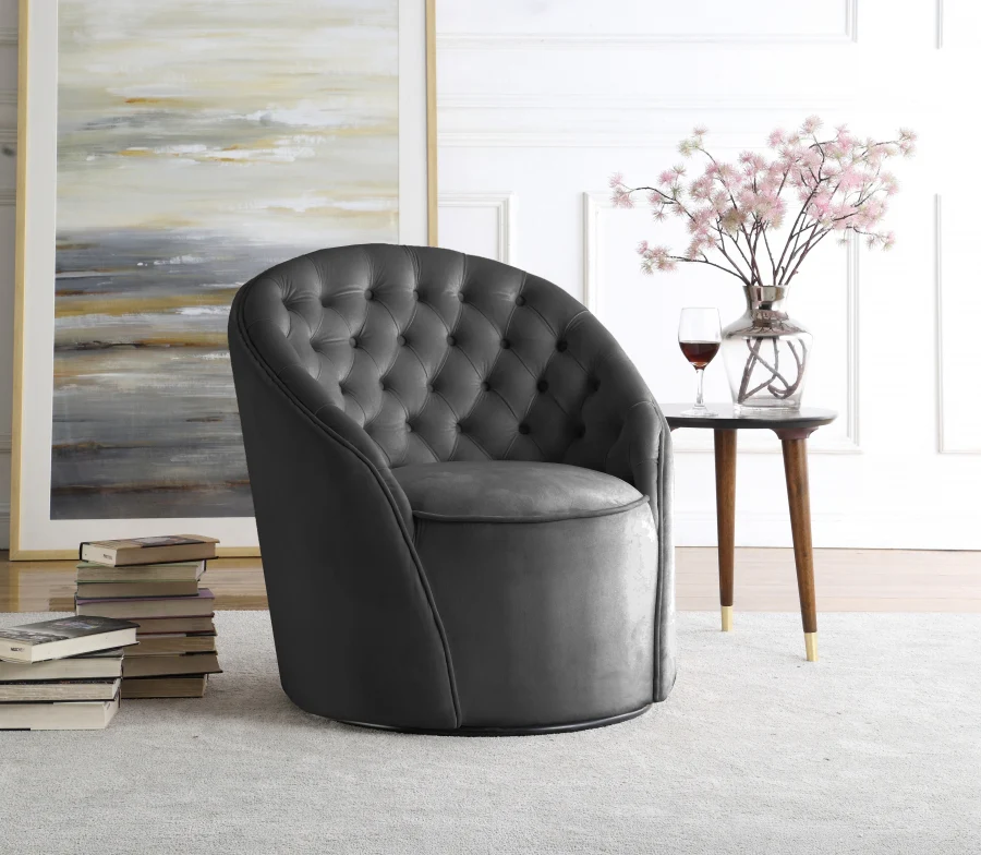 Alessio Velvet Upholstered Swivel Accent Chair - Image 2