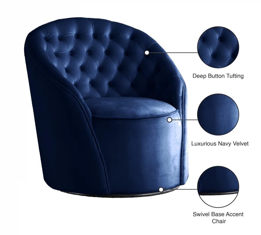 Alessio Velvet Upholstered Swivel Accent Chair - Image 20