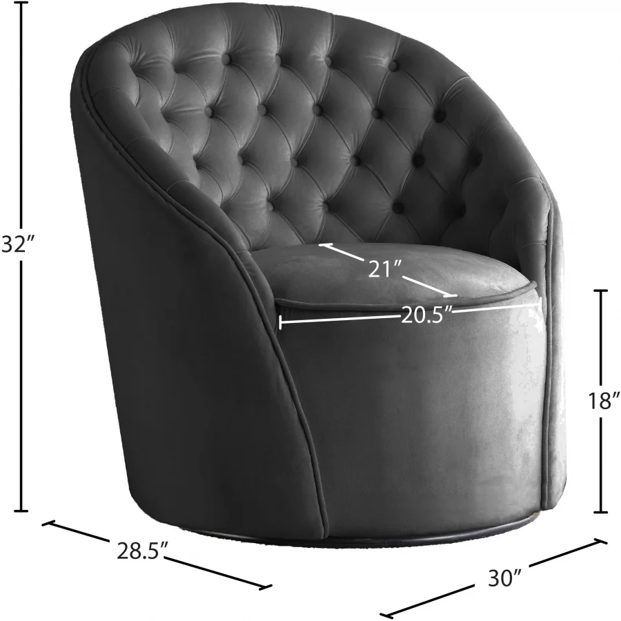Alessio Velvet Upholstered Swivel Accent Chair - Image 5