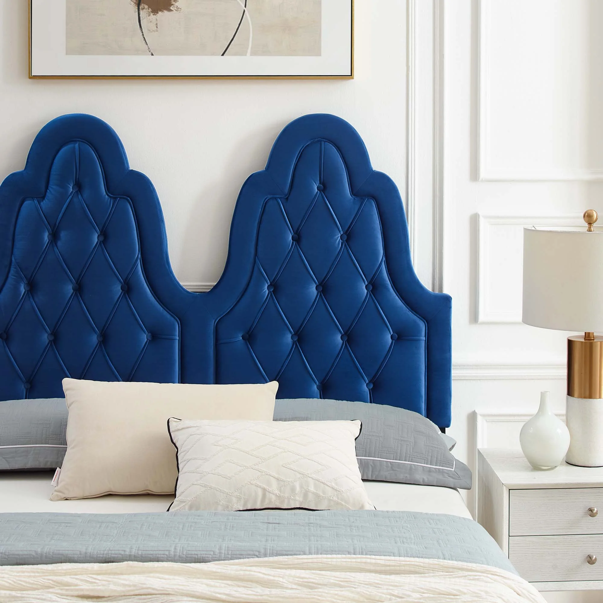 Alexandria Tufted Performance Velvet Platform Bed With Black Wood Legs - Image 9