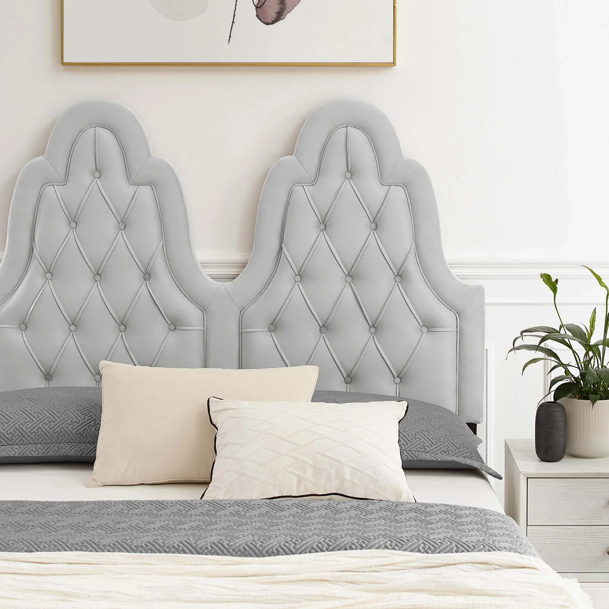 Alexandria Tufted Performance Velvet Platform Bed With Gold Legs - Image 5