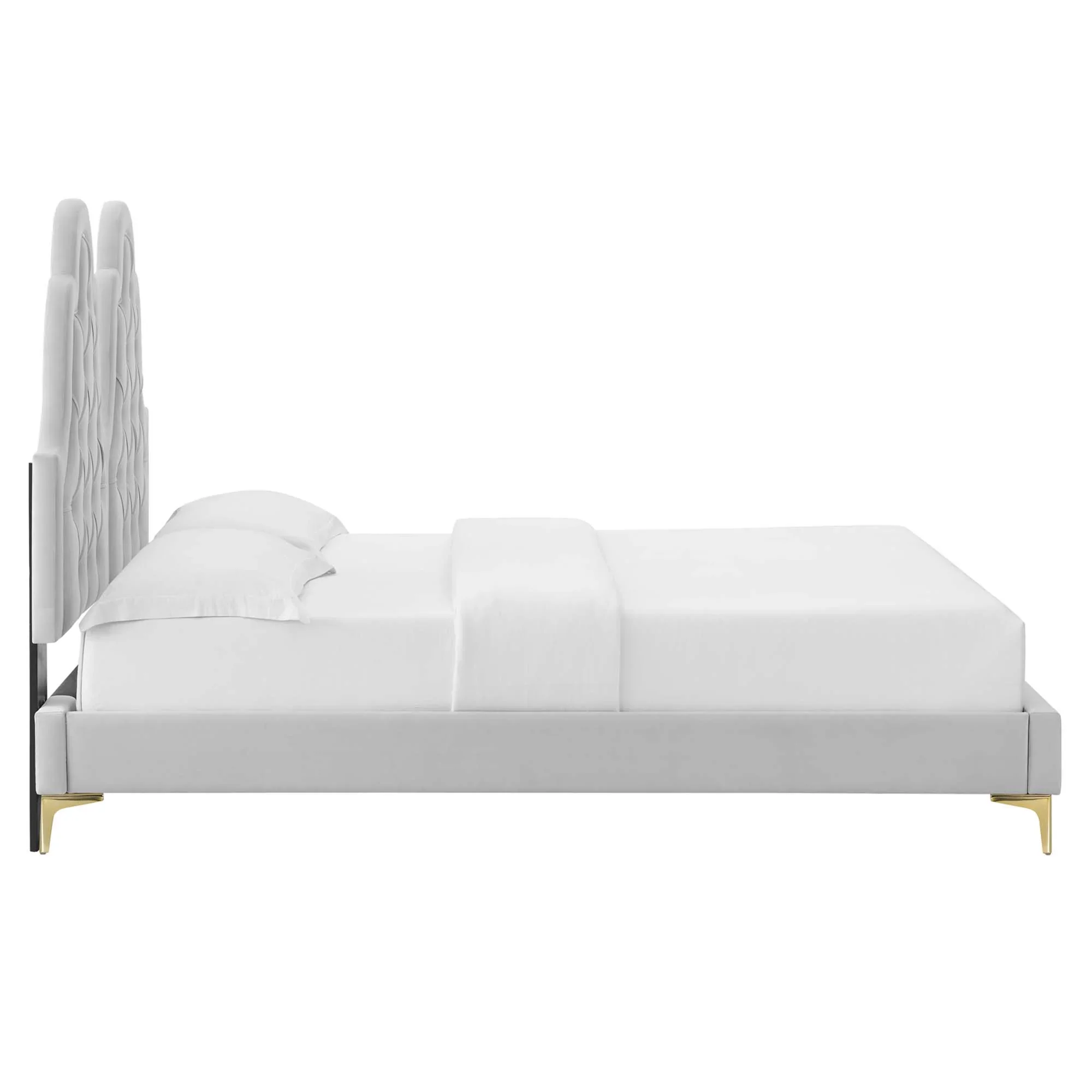 Alexandria Tufted Performance Velvet Platform Bed With Gold Legs - Image 7