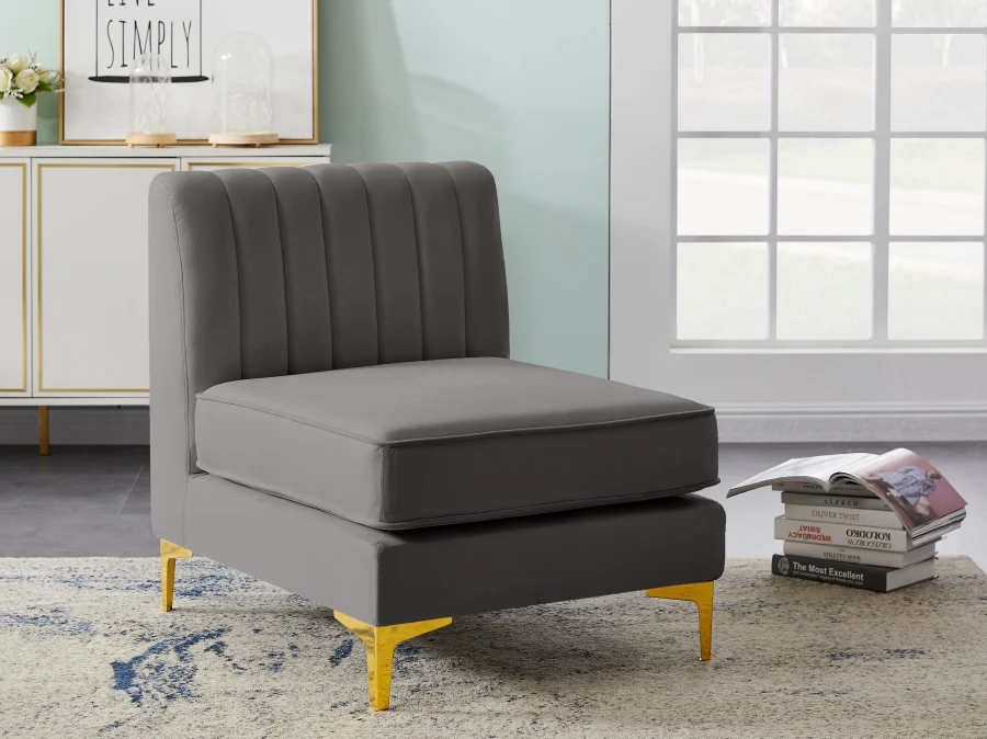 Alina Velvet Upholstered Modular Armless Chair - Image 21