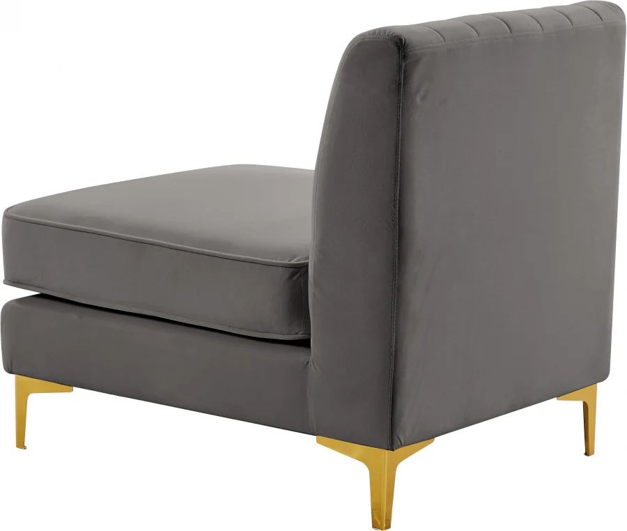 Alina Velvet Upholstered Modular Armless Chair - Image 23