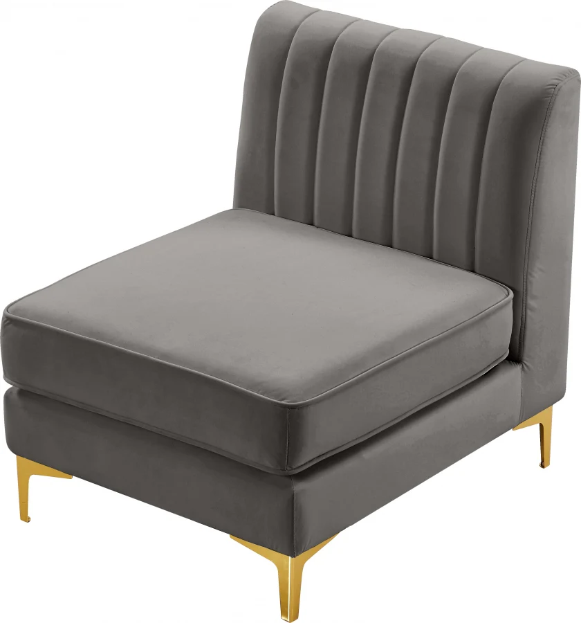 Alina Velvet Upholstered Modular Armless Chair - Image 26