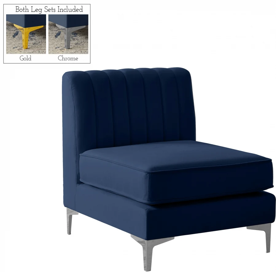 Alina Velvet Upholstered Modular Armless Chair - Image 56