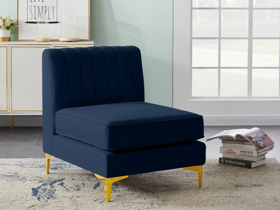 Alina Velvet Upholstered Modular Armless Chair - Image 57