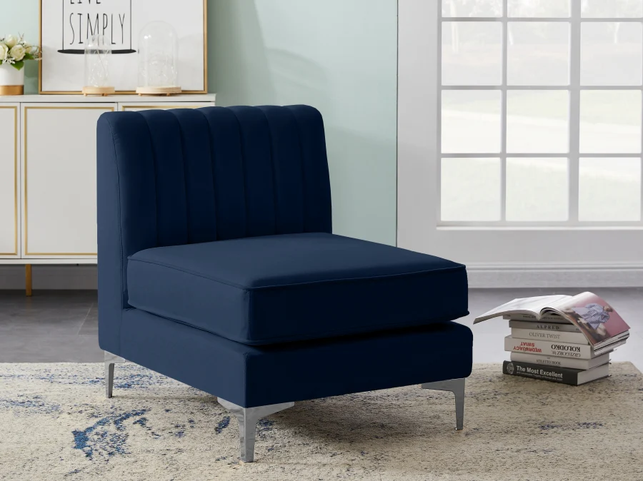 Alina Velvet Upholstered Modular Armless Chair - Image 58