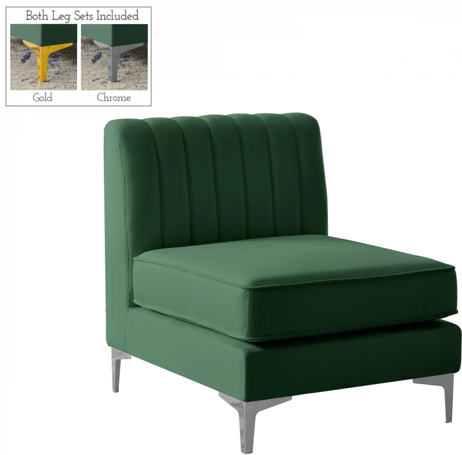Alina Velvet Upholstered Modular Armless Chair - Image 74