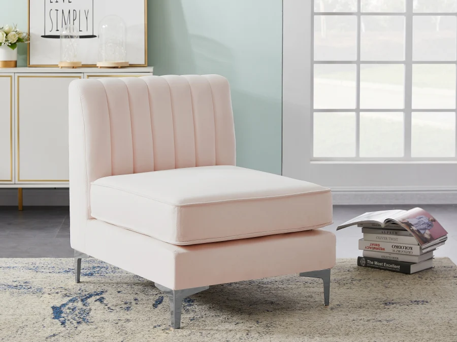 Alina Velvet Upholstered Modular Armless Chair - Image 94