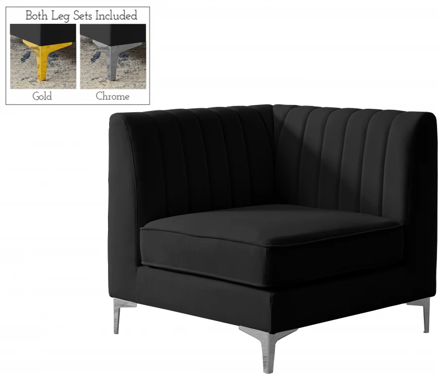 Alina Velvet Upholstered Modular Corner Chair - Image 2
