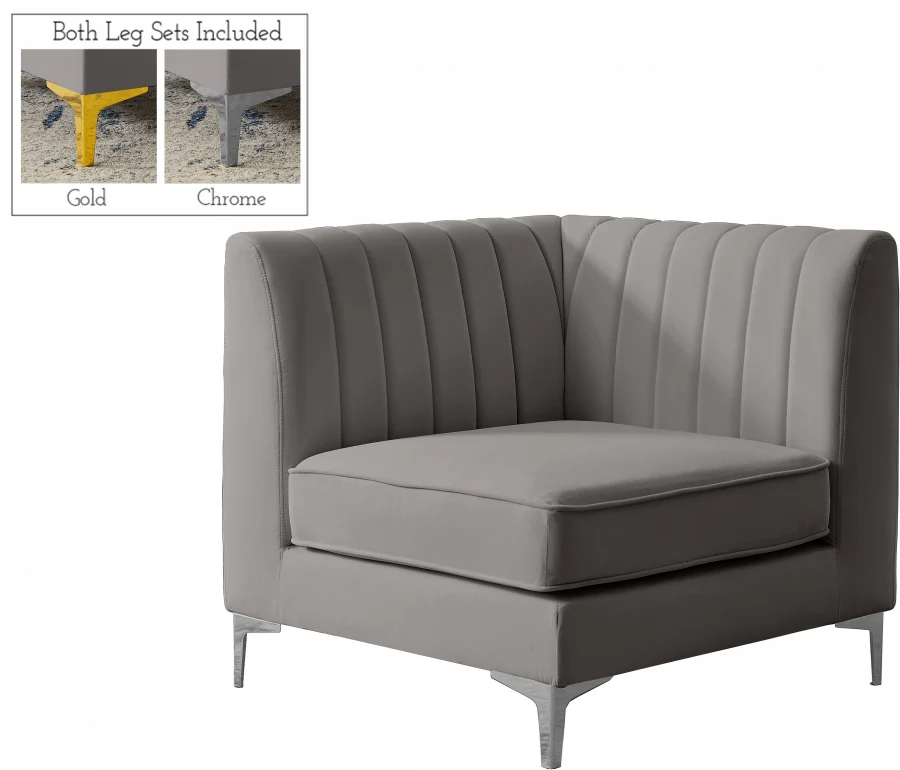 Alina Velvet Upholstered Modular Corner Chair - Image 20
