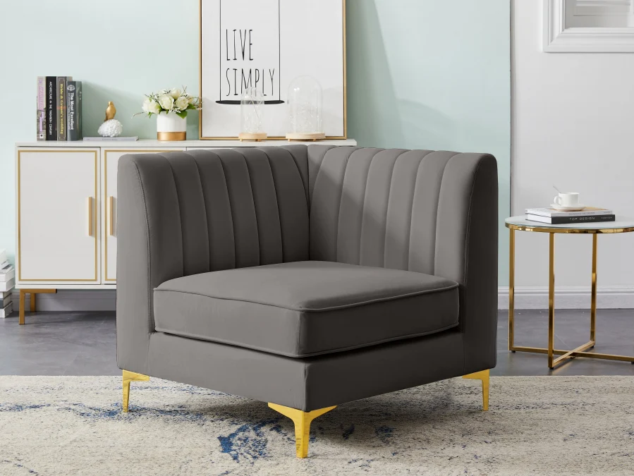 Alina Velvet Upholstered Modular Corner Chair - Image 21