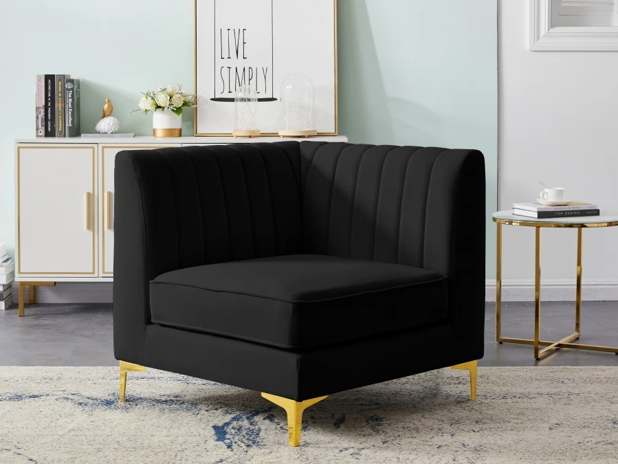 Alina Velvet Upholstered Modular Corner Chair - Image 3