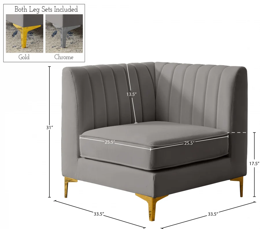 Alina Velvet Upholstered Modular Corner Chair - Image 35