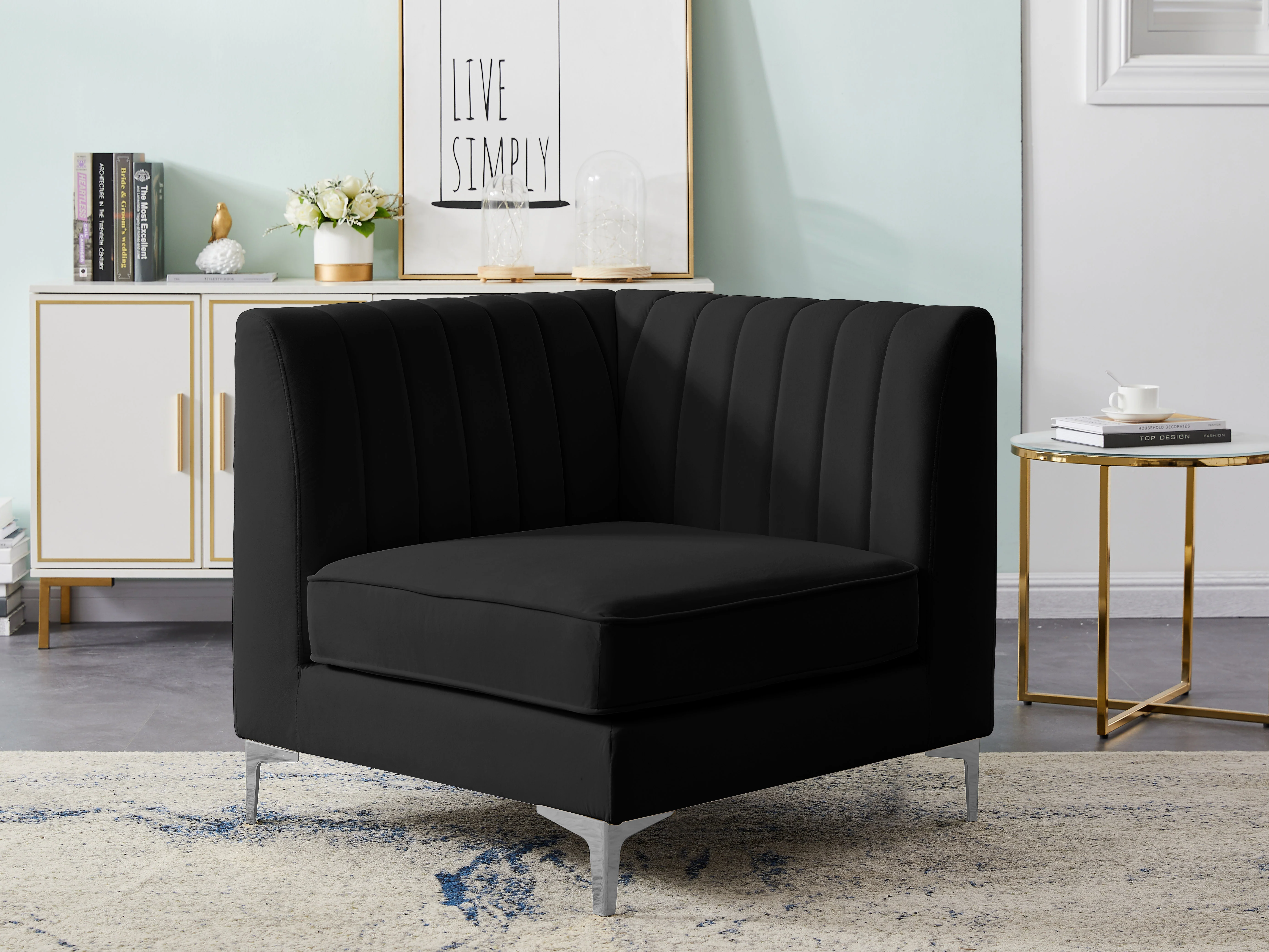 Alina Velvet Upholstered Modular Corner Chair - Image 4