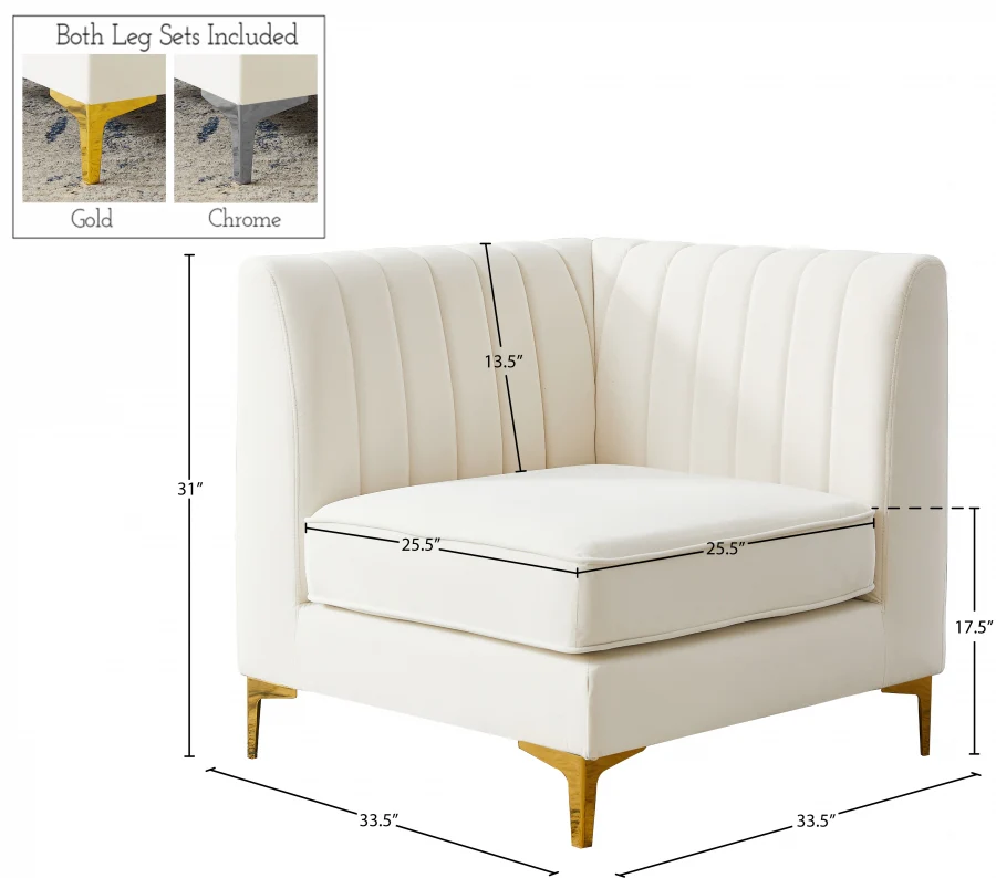 Alina Velvet Upholstered Modular Corner Chair - Image 53