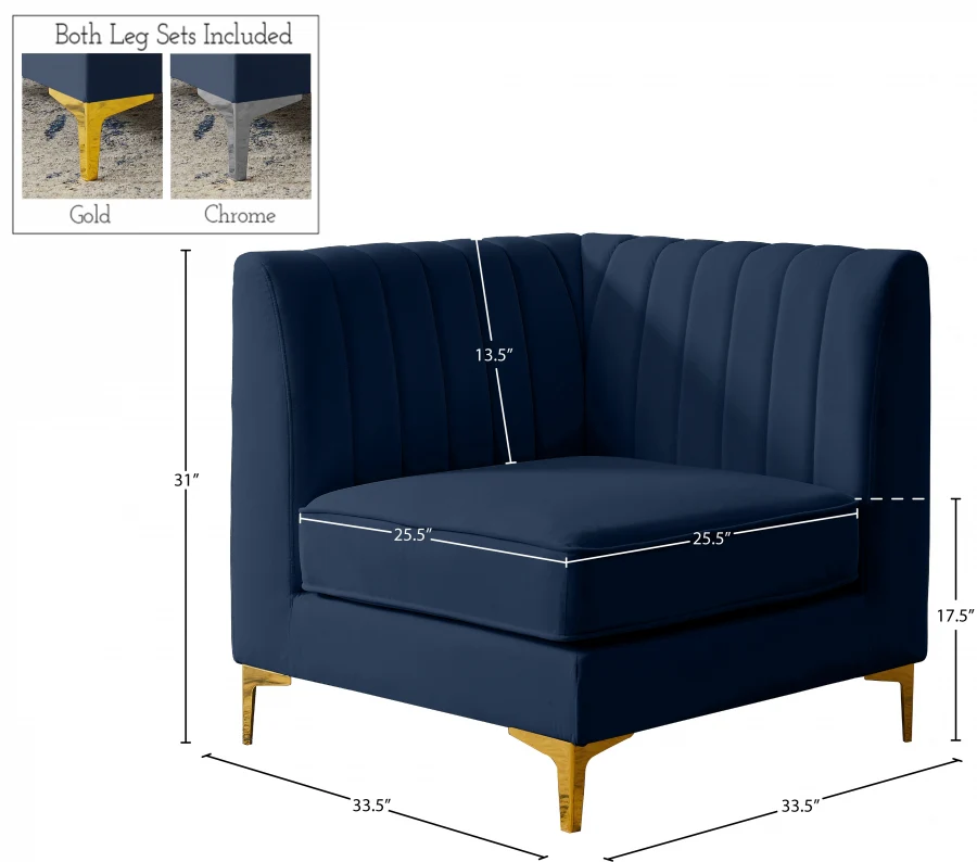 Alina Velvet Upholstered Modular Corner Chair - Image 71