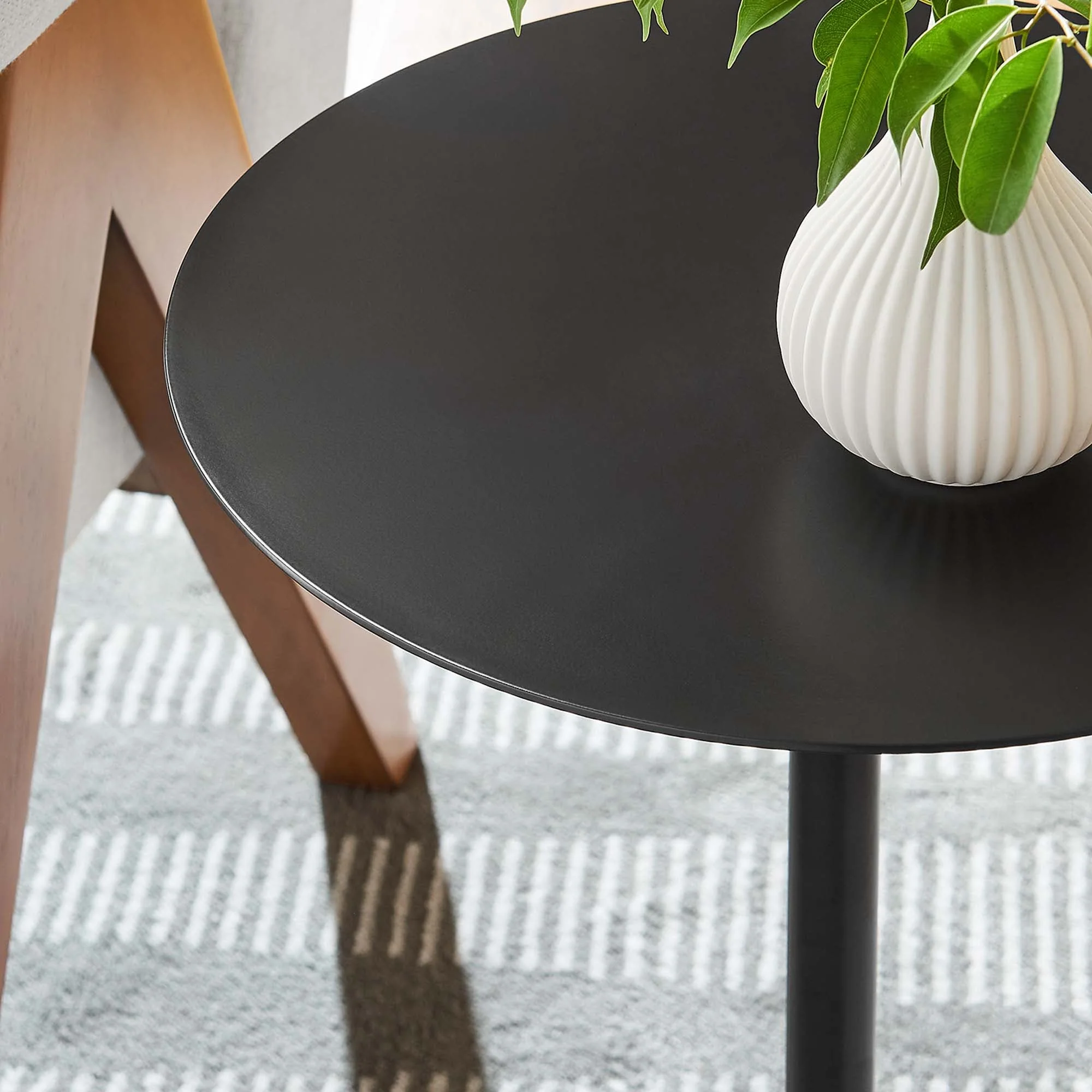 Aliza Round White Marble Side Table - Image 13
