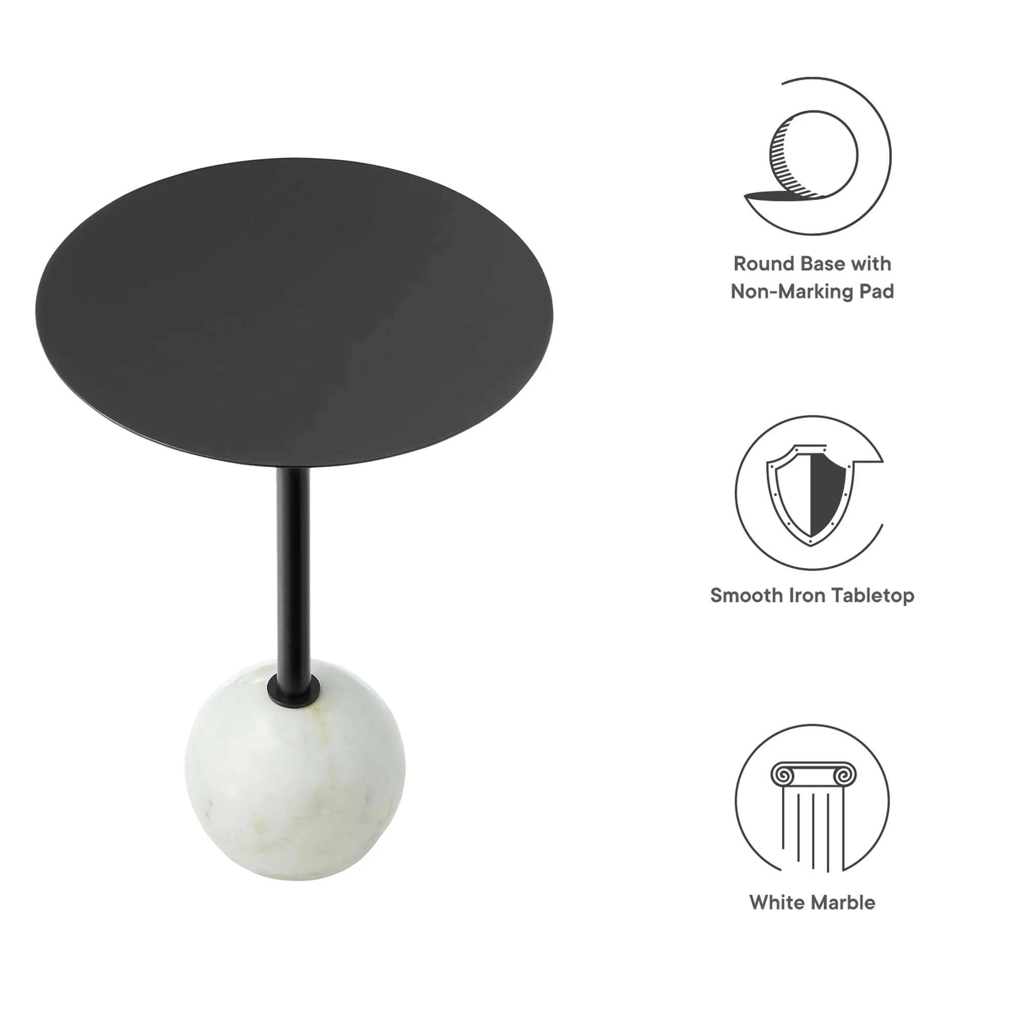 Aliza Round White Marble Side Table - Image 18