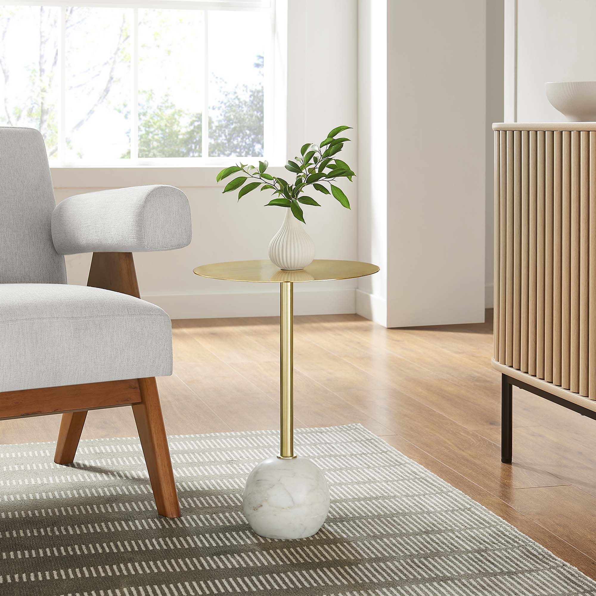 Aliza Round White Marble Side Table - Image 22