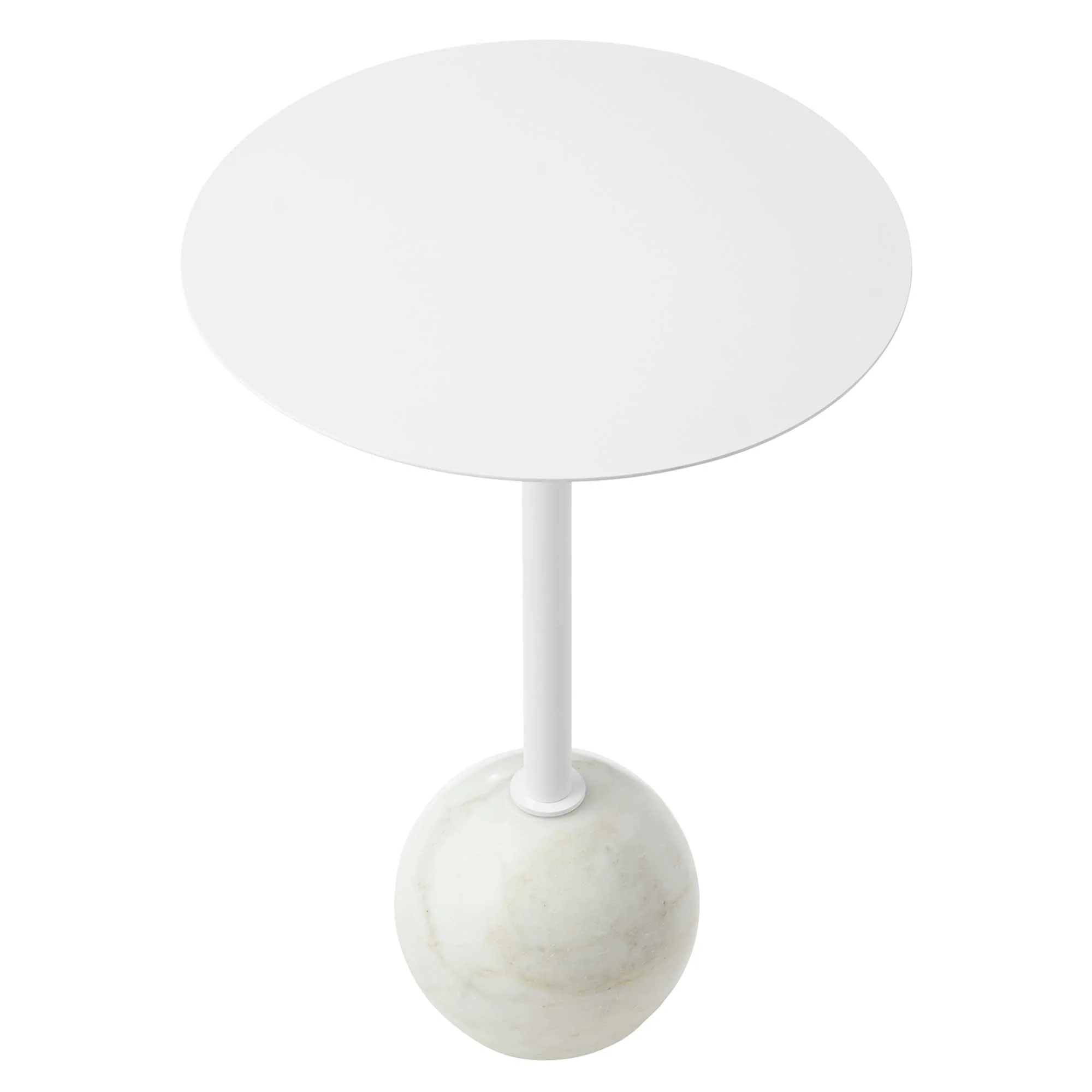 Aliza Round White Marble Side Table - Image 4