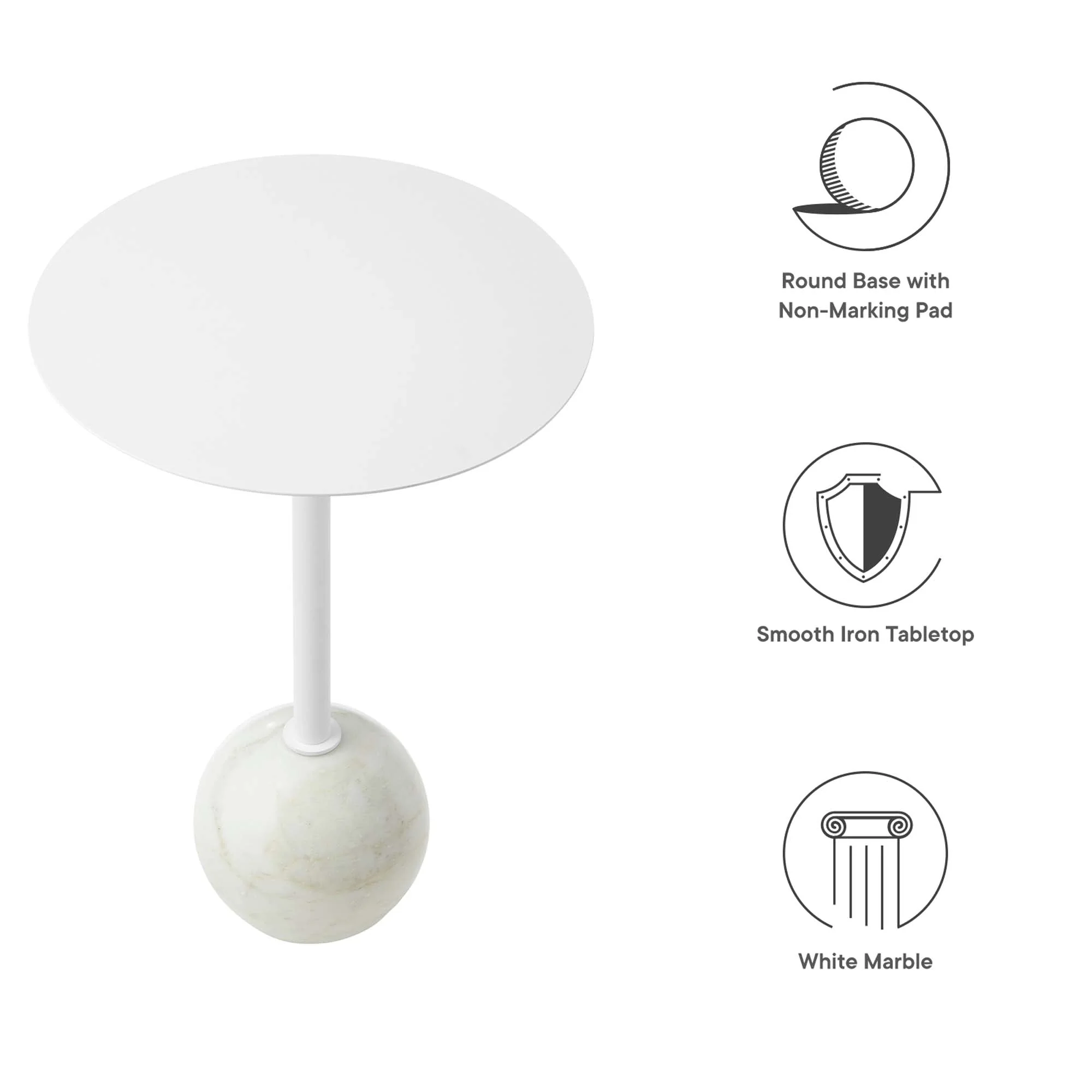 Aliza Round White Marble Side Table - Image 7