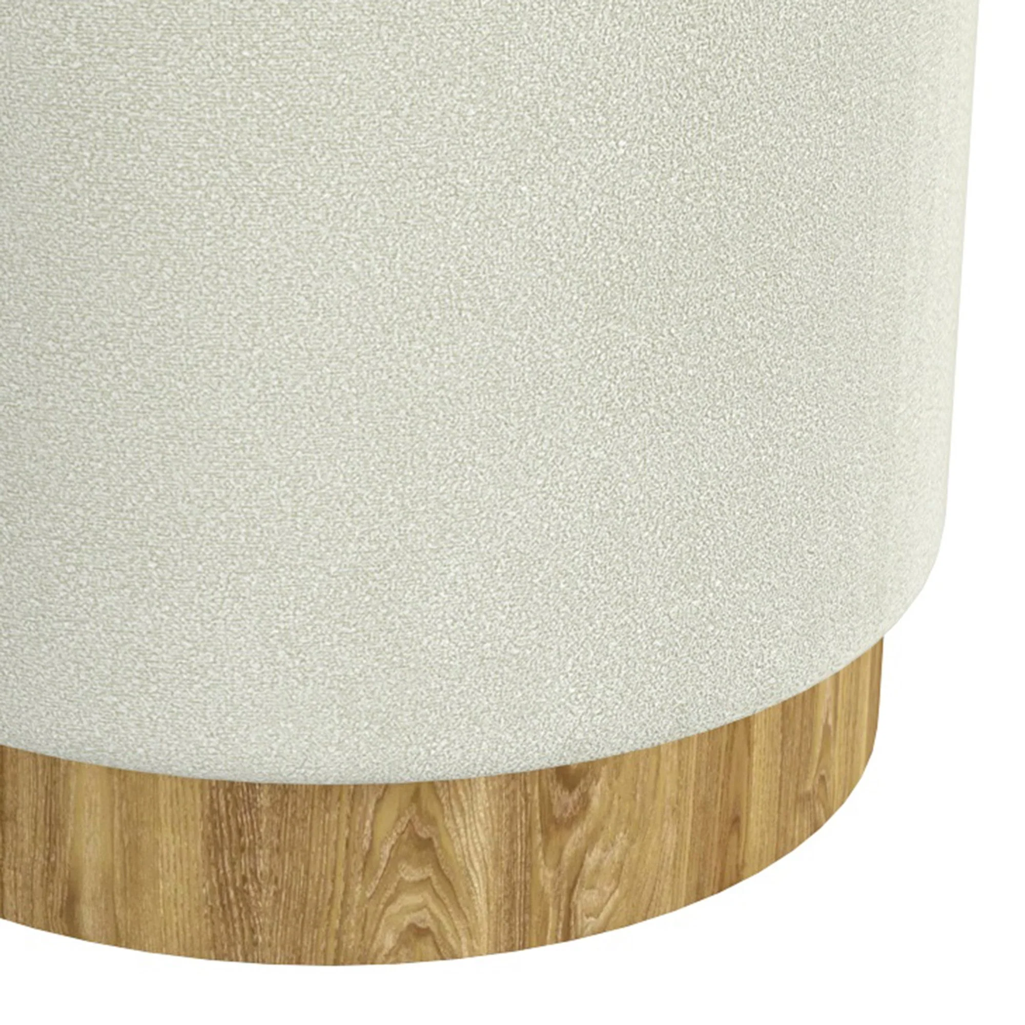 Alya Round Storage Ottoman in White and Natural - Image 4