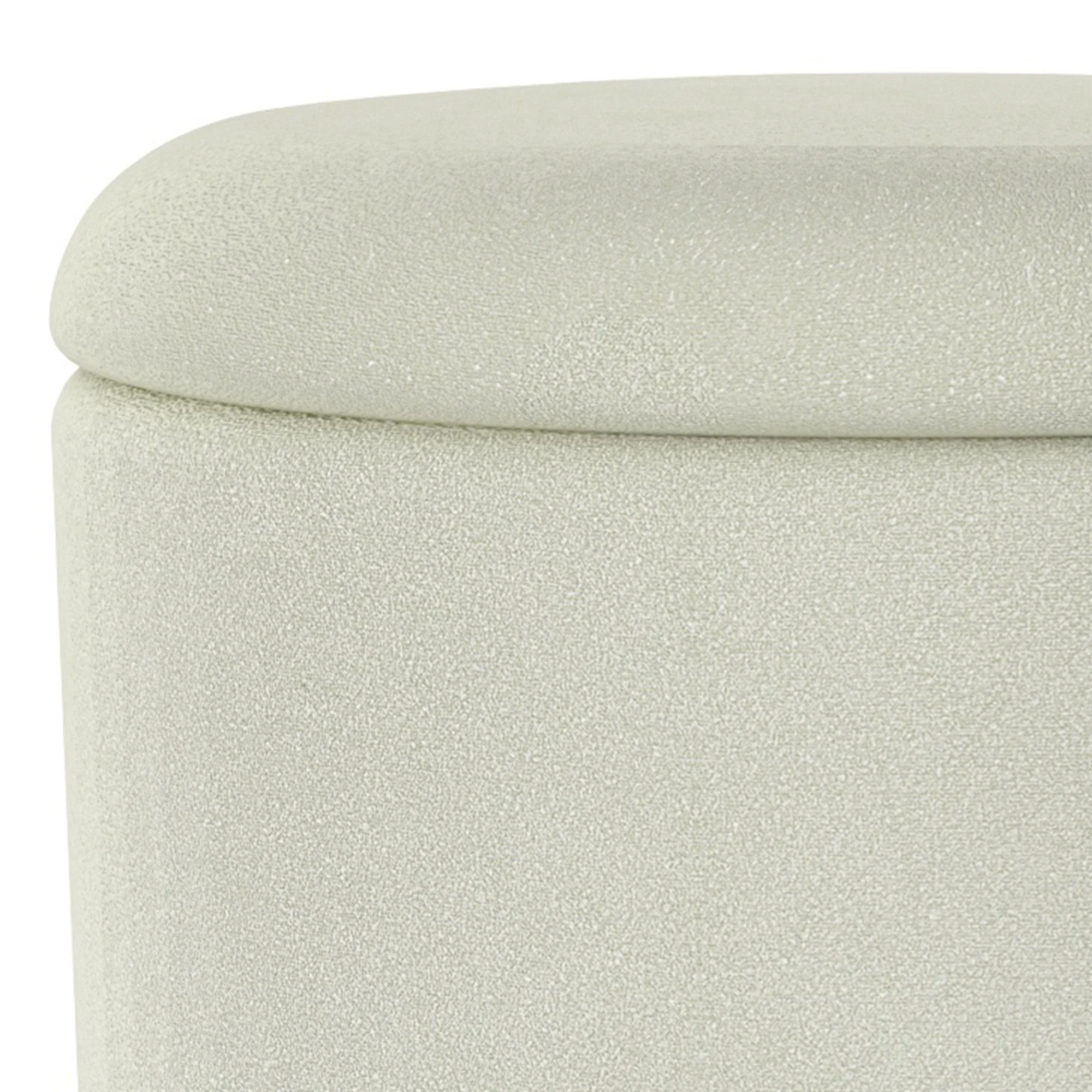Alya Round Storage Ottoman in White and Natural - Image 5