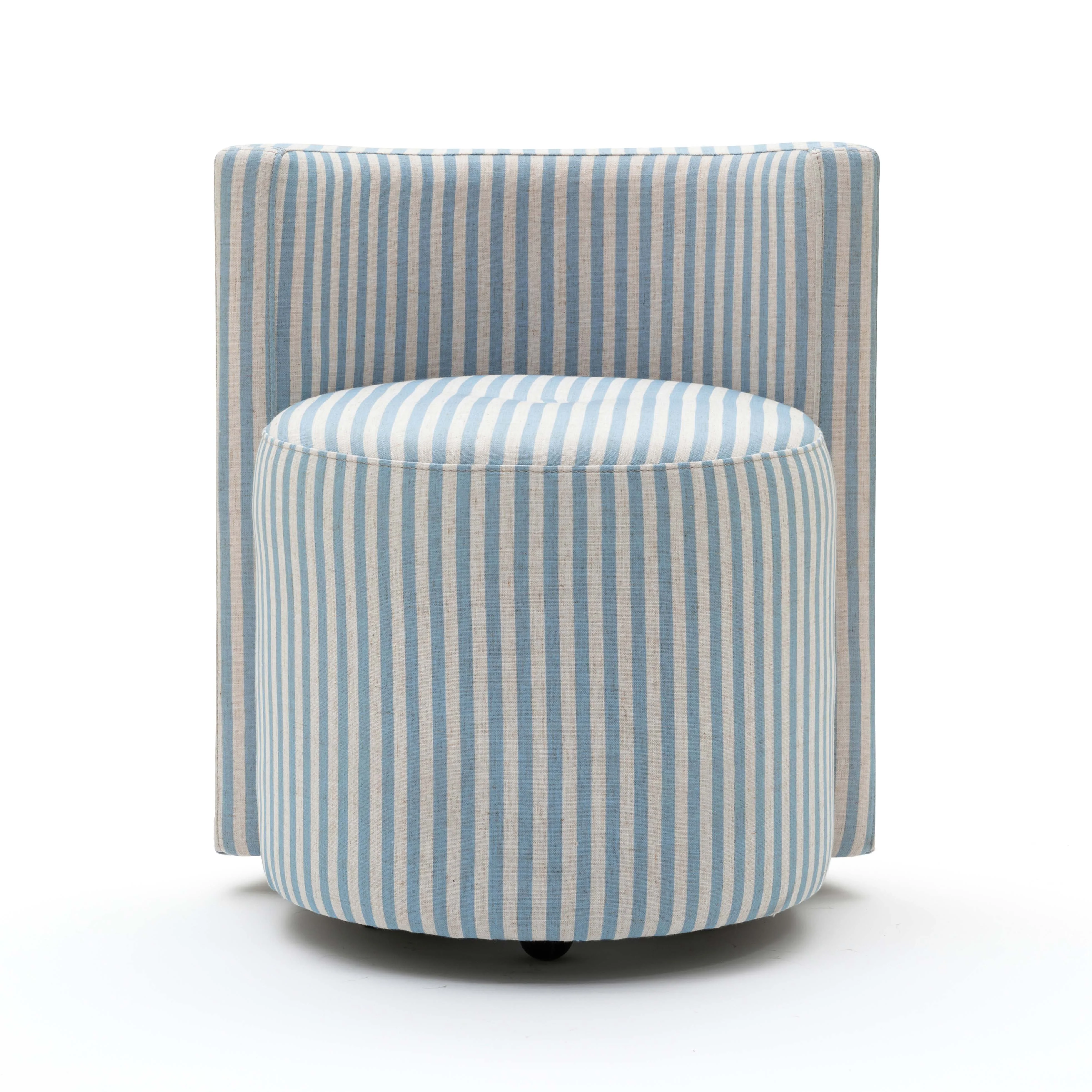 Alyssa Striped Performance Linen Rolling Desk Chair - Image 11