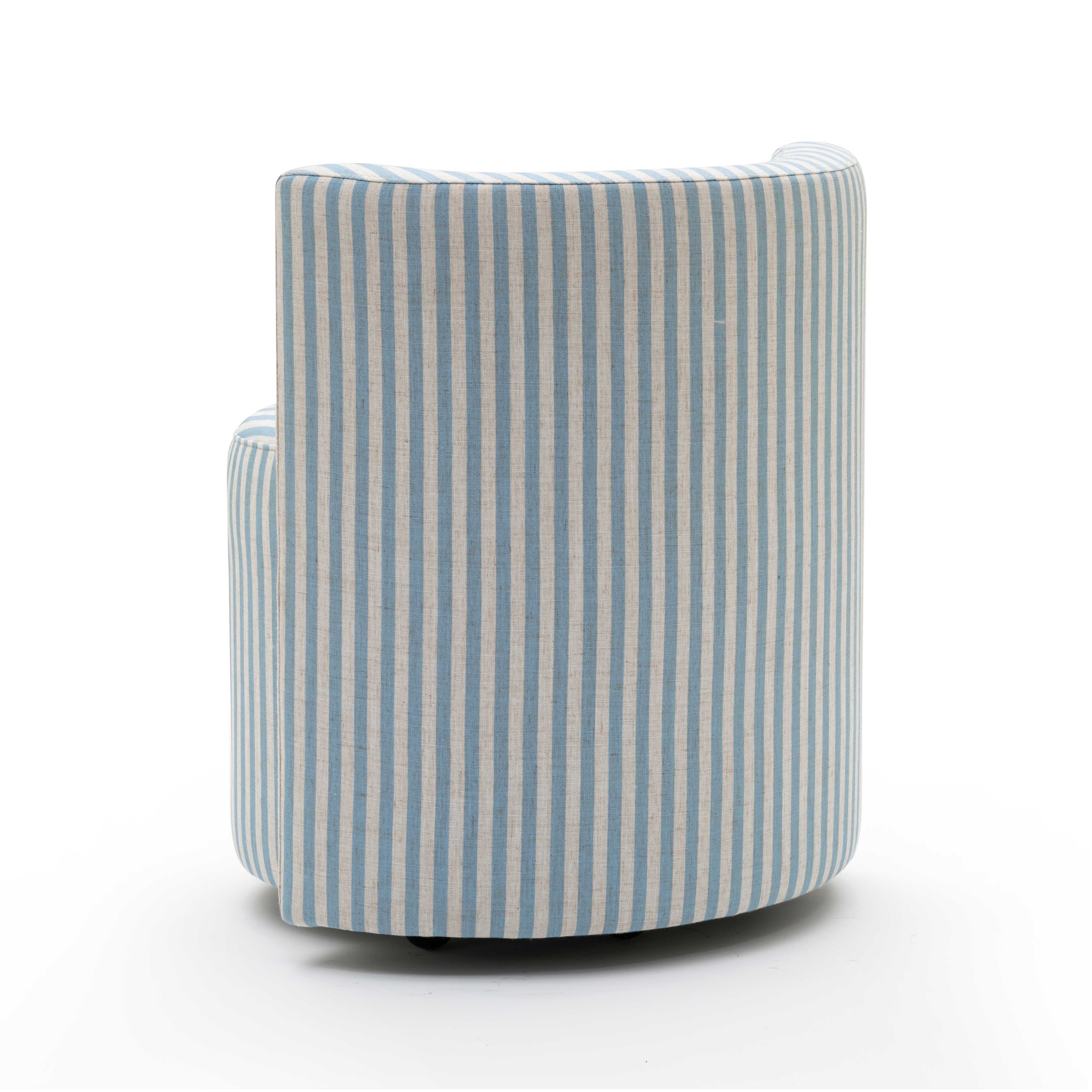 Alyssa Striped Performance Linen Rolling Desk Chair - Image 12