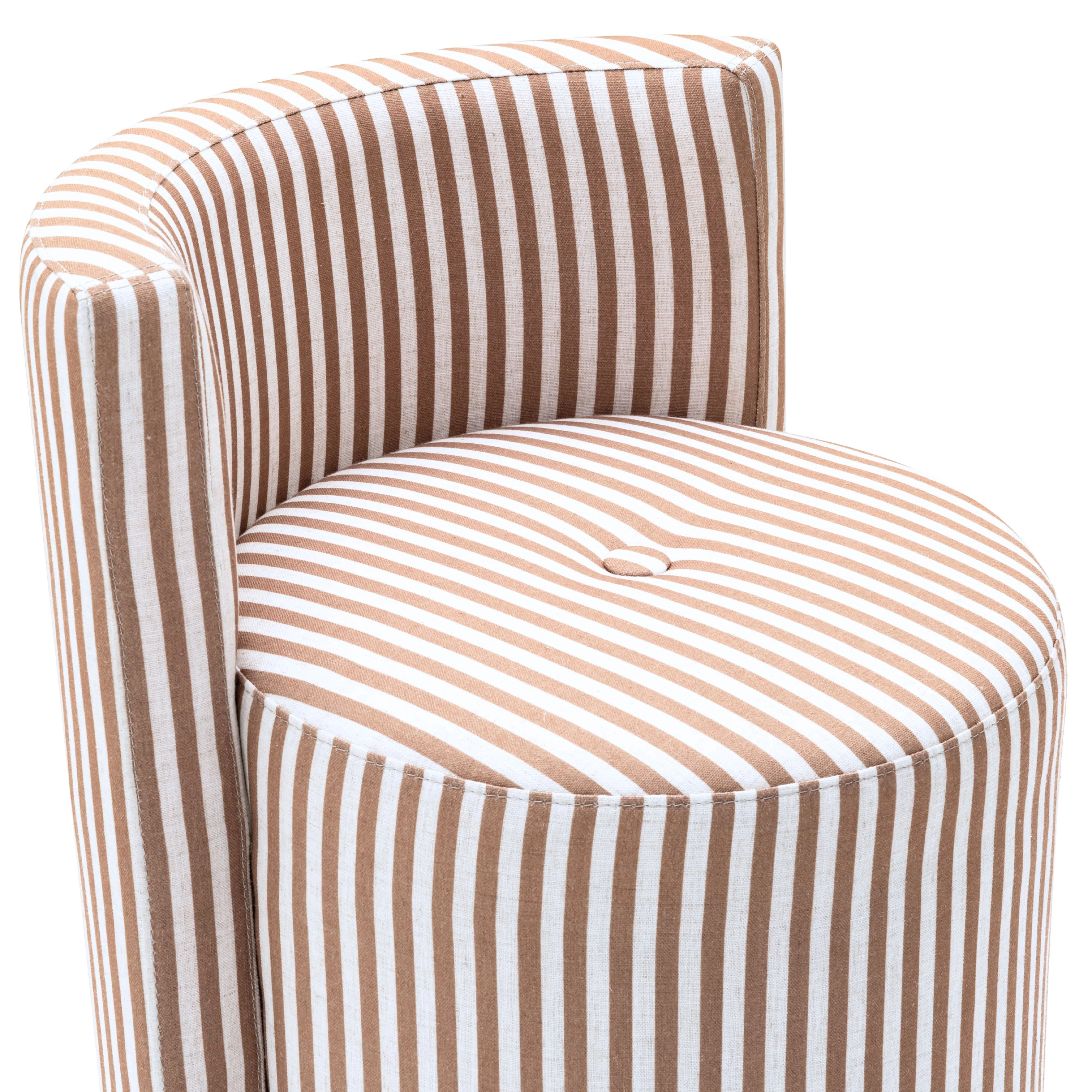 Alyssa Striped Performance Linen Rolling Desk Chair - Image 22