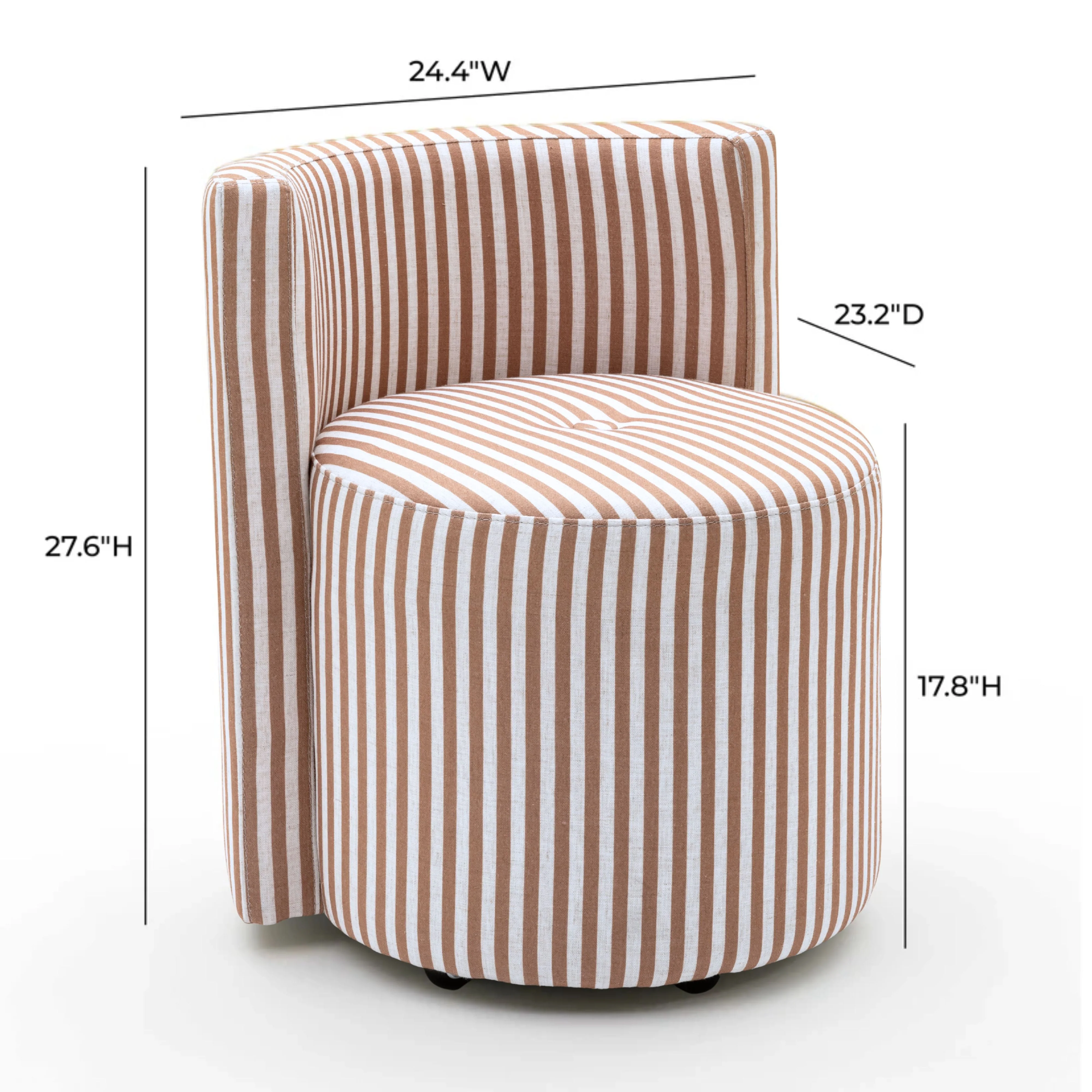 Alyssa Striped Performance Linen Rolling Desk Chair - Image 23