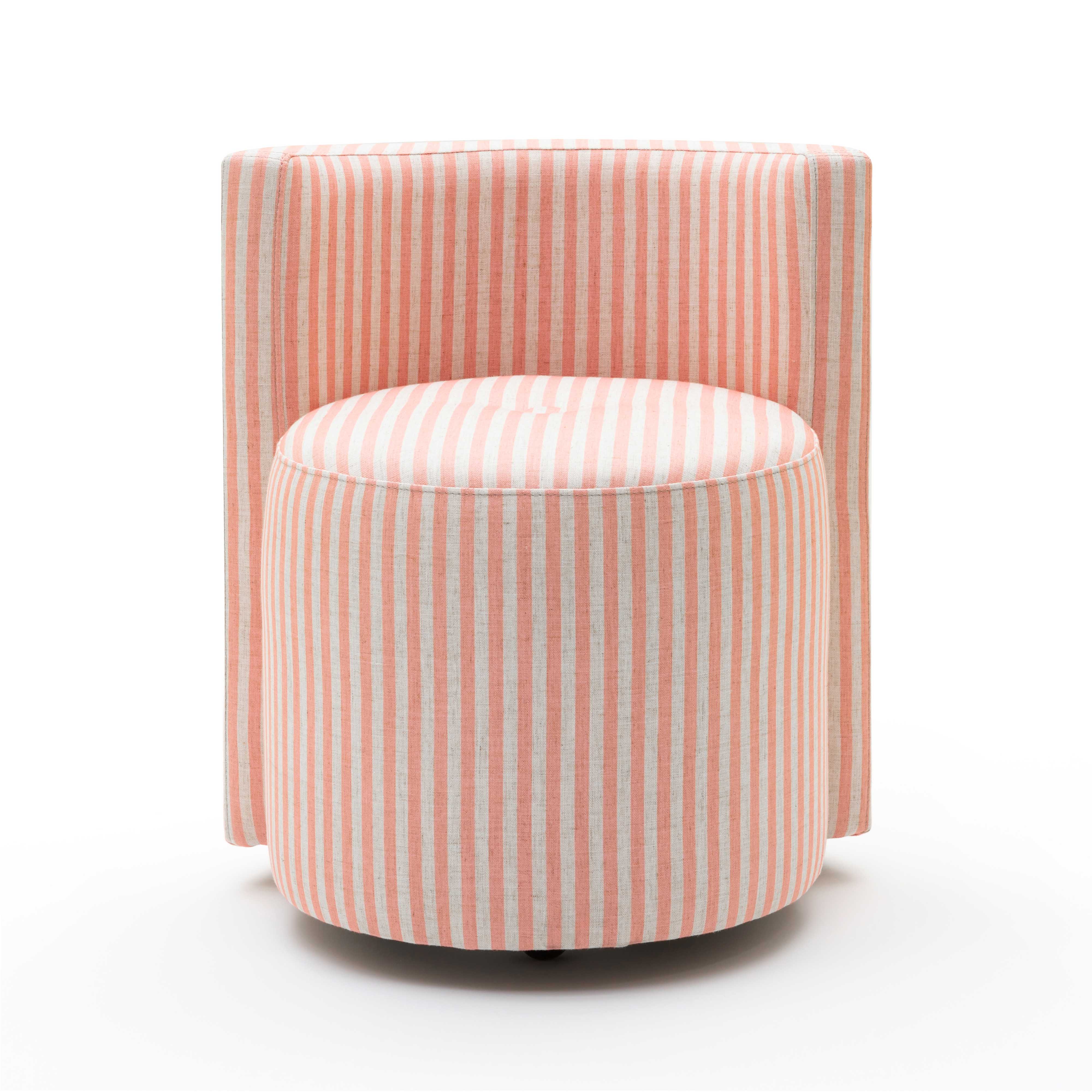 Alyssa Striped Performance Linen Rolling Desk Chair - Image 3