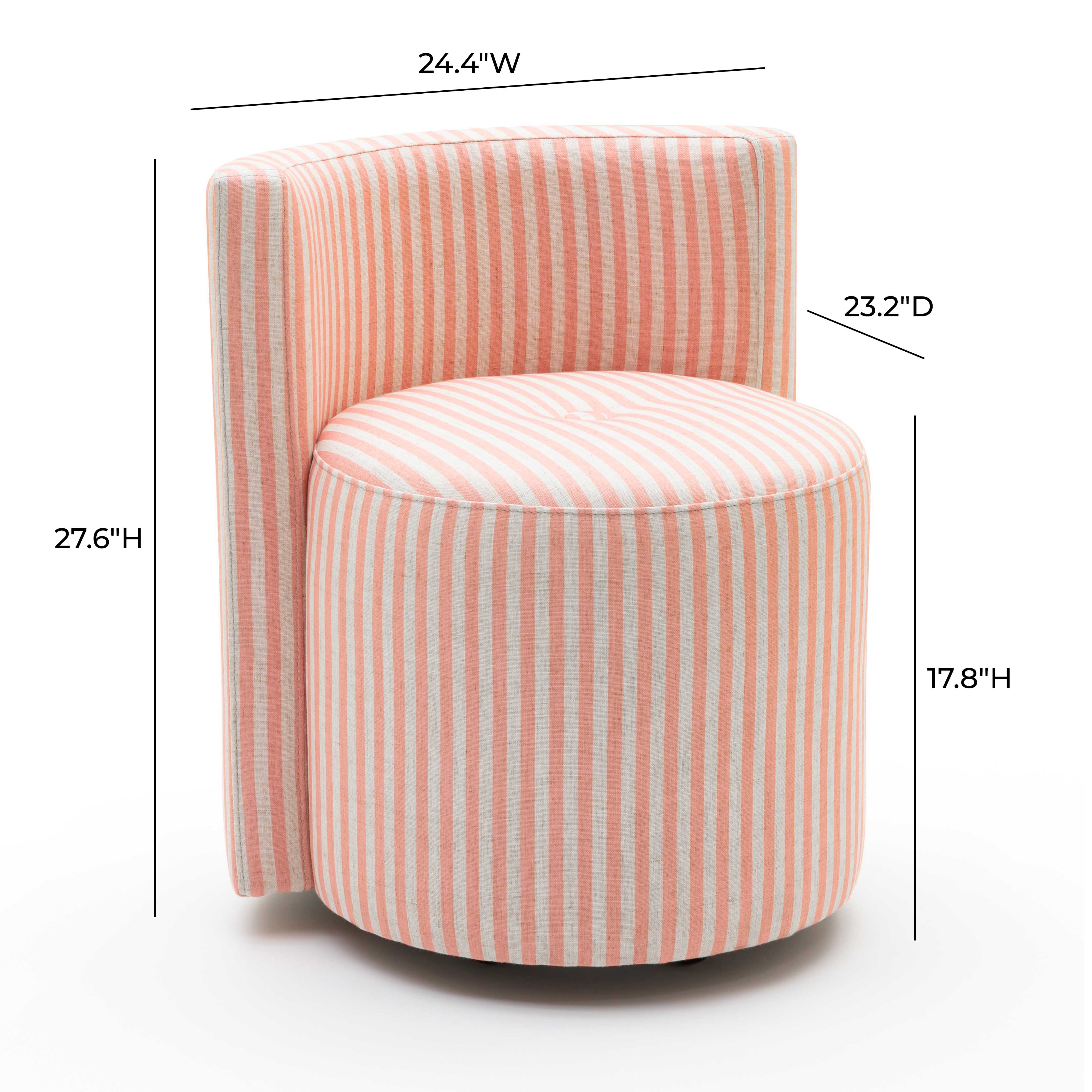 Alyssa Striped Performance Linen Rolling Desk Chair - Image 7