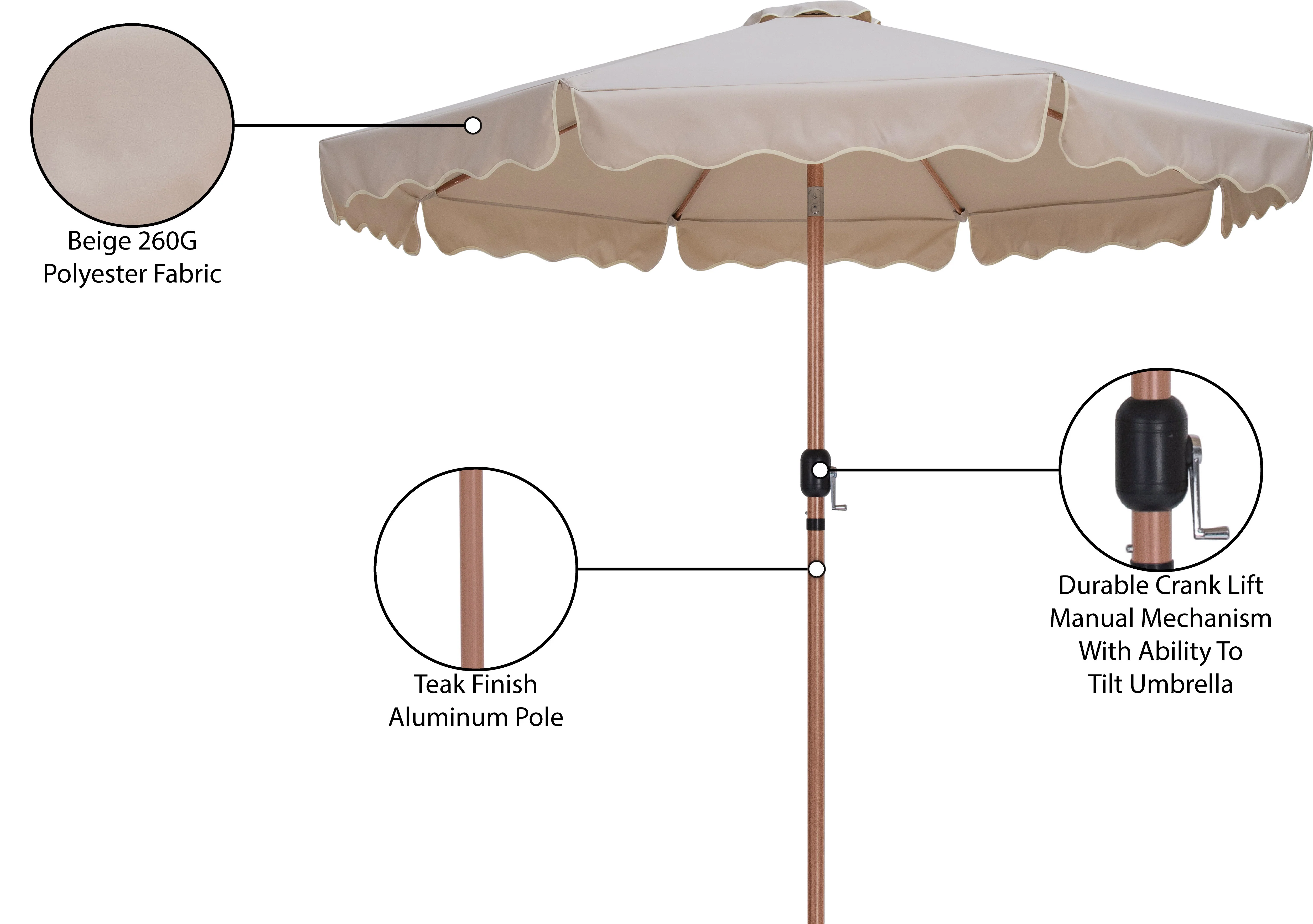 Amalfi Water Resistant Fabric And Aluminum Patio Umbrella - Image 36