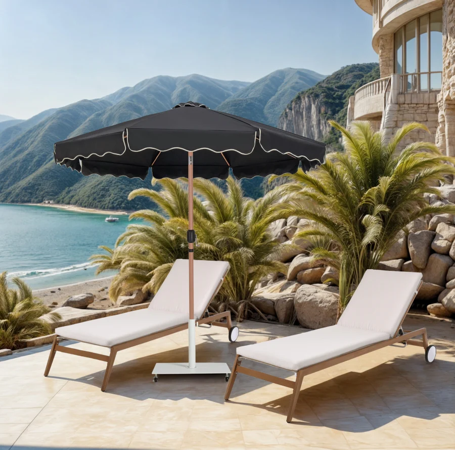 Amalfi Water Resistant Fabric And Aluminum Patio Umbrella With Base Set - Image 2