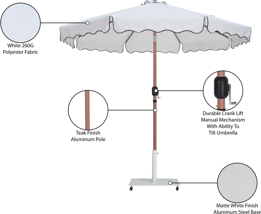 Amalfi Water Resistant Fabric And Aluminum Patio Umbrella With Base Set - Image 38