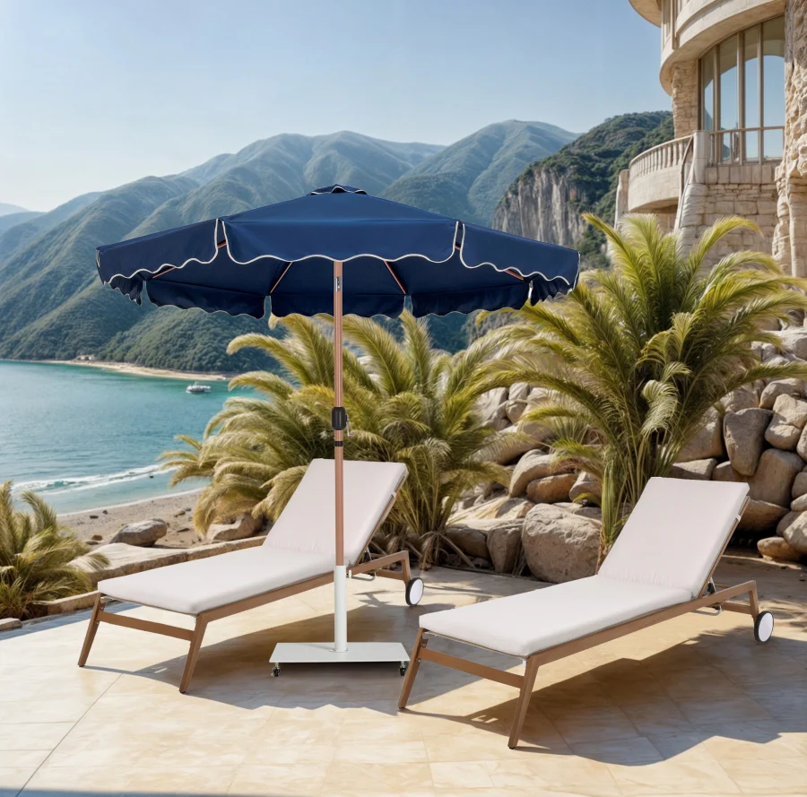 Amalfi Water Resistant Fabric And Aluminum Patio Umbrella With Base Set - Image 40