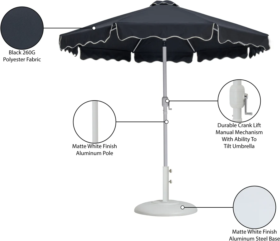 Amalfi Water Resistant Fabric And Aluminum Patio Umbrella With Base Set - Image 17
