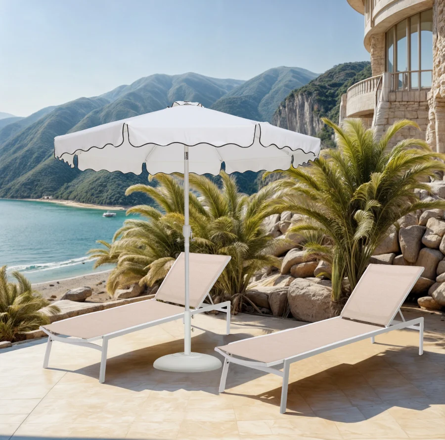 Amalfi Water Resistant Fabric And Aluminum Patio Umbrella With Base Set - Image 19