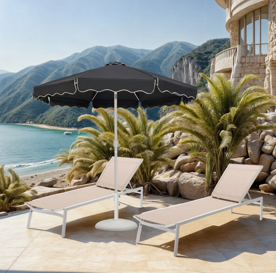 Amalfi Water Resistant Fabric And Aluminum Patio Umbrella With Base Set - Image 2