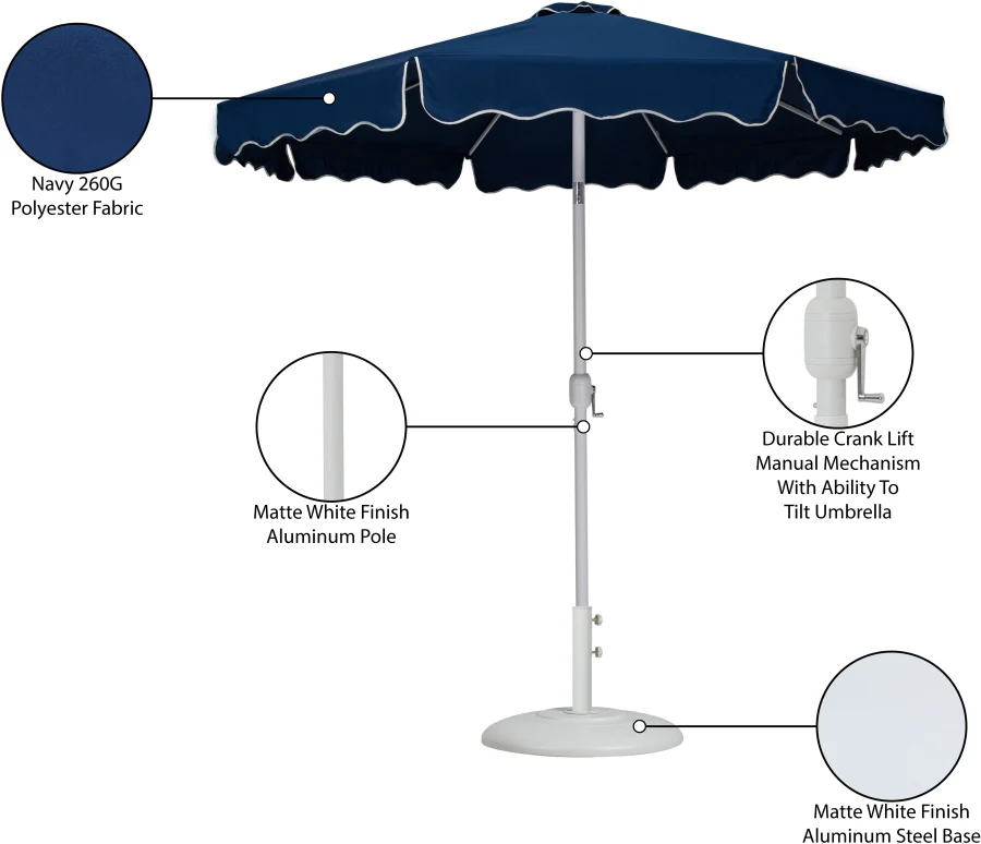 Amalfi Water Resistant Fabric And Aluminum Patio Umbrella With Base Set - Image 50