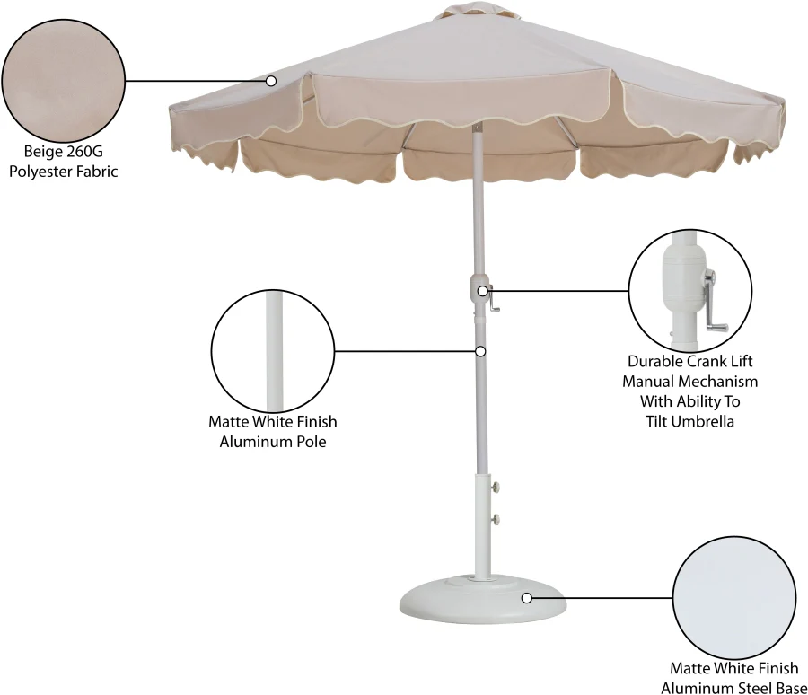 Amalfi Water Resistant Fabric And Aluminum Patio Umbrella With Base Set - Image 67