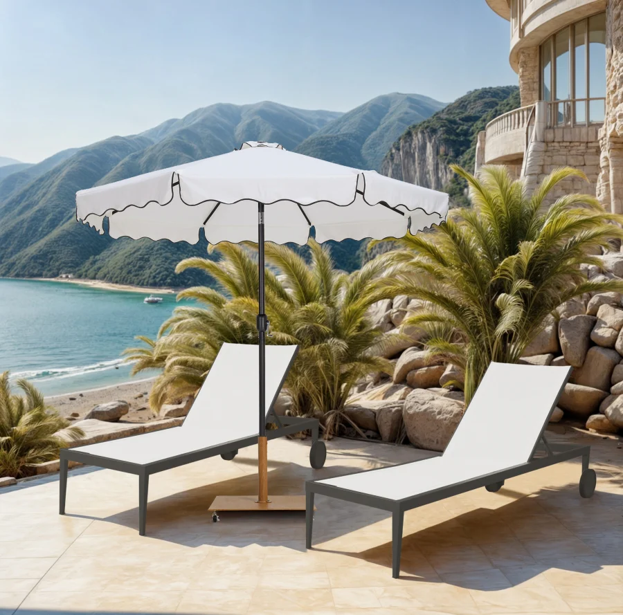 Amalfi Water Resistant Fabric And Aluminum Patio Umbrella With Base Set - Image 20