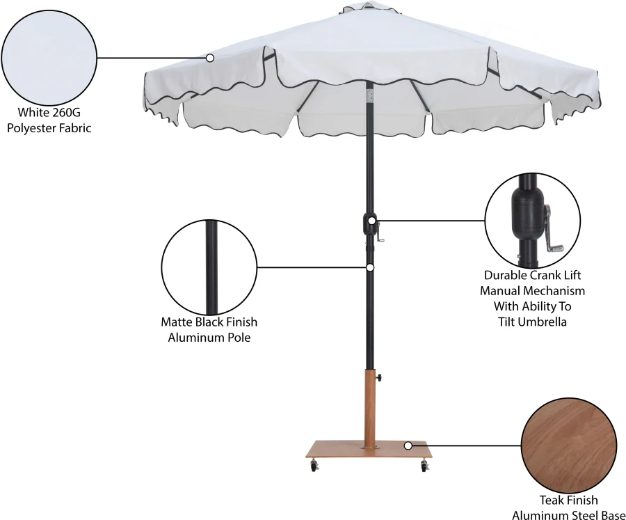 Amalfi Water Resistant Fabric And Aluminum Patio Umbrella With Base Set - Image 37