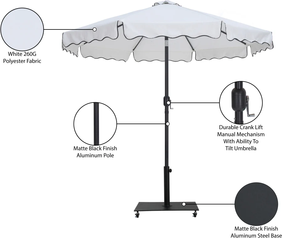 Amalfi Water Resistant Fabric And Aluminum Patio Umbrella With Base Set - Image 37