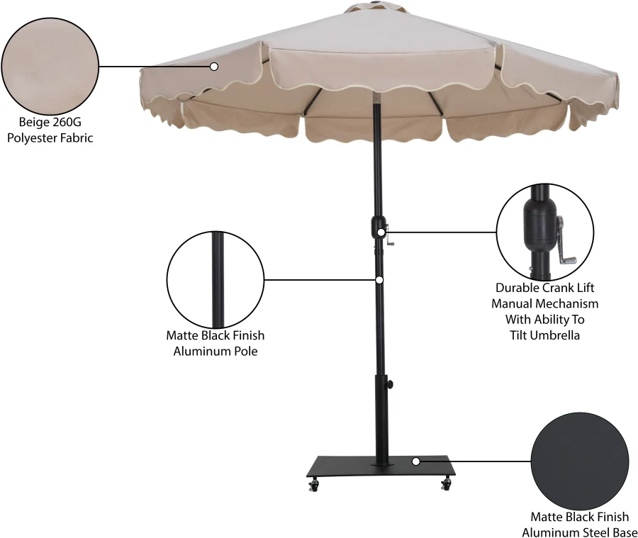 Amalfi Water Resistant Fabric And Aluminum Patio Umbrella With Base Set - Image 56