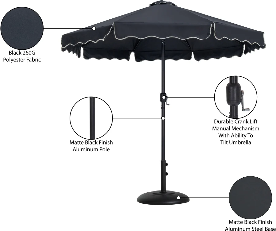 Amalfi Water Resistant Fabric And Aluminum Patio Umbrella With Base Set - Image 16