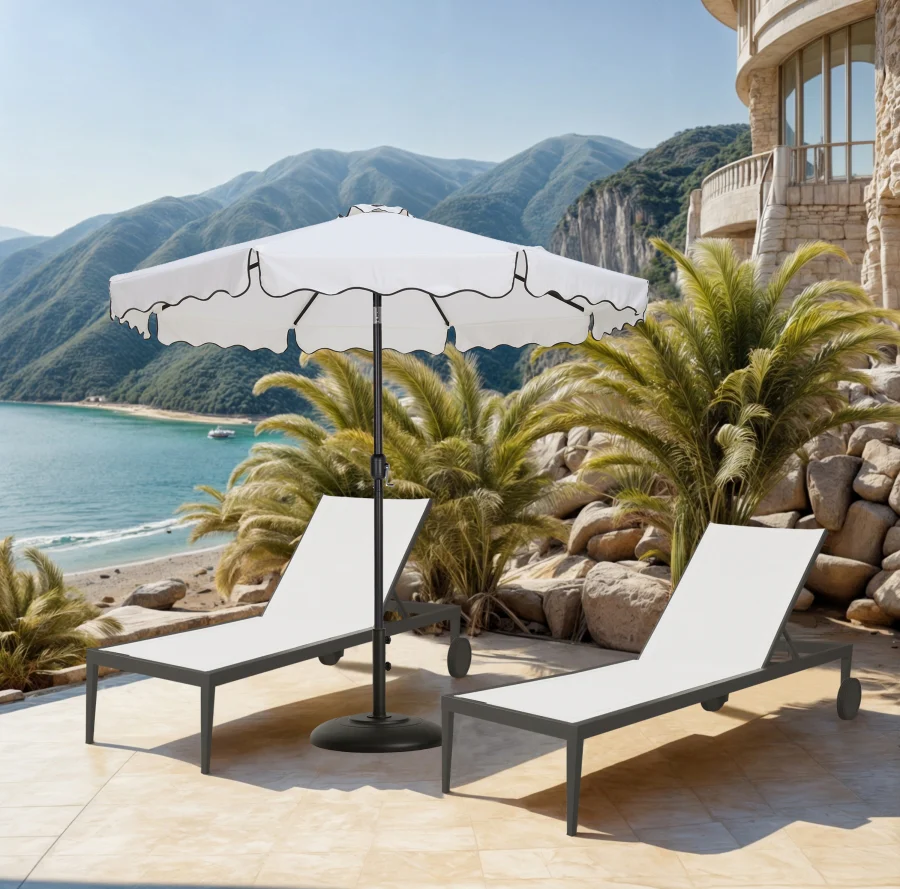 Amalfi Water Resistant Fabric And Aluminum Patio Umbrella With Base Set - Image 18